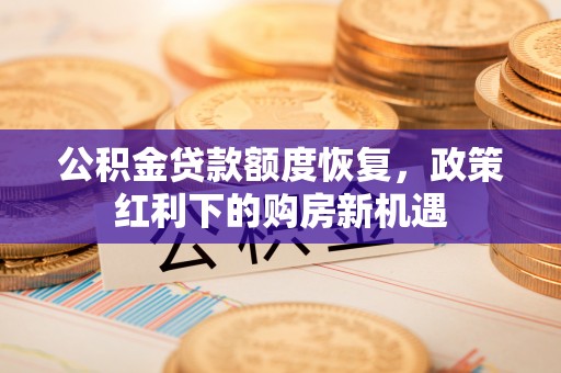 龙马潭公积金贷款额度恢复，政策红利下的购房新机遇