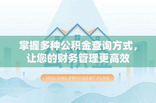 龙马潭掌握多种公积金查询方式，让您的财务管理更高效