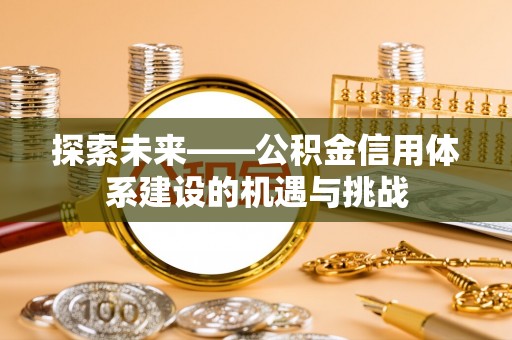 龙马潭探索未来——公积金信用体系建设的机遇与挑战