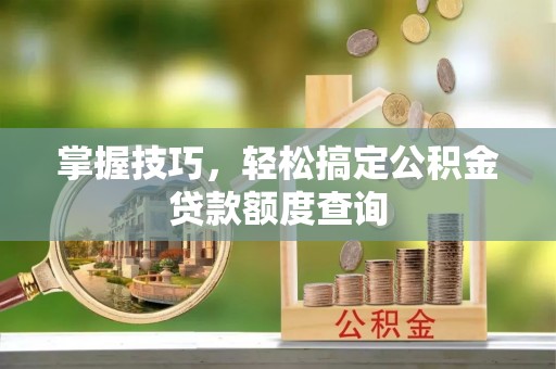 龙马潭掌握技巧，轻松搞定公积金贷款额度查询