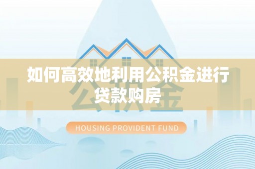 龙马潭如何高效地利用公积金进行贷款购房